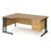 Maestro 25 left hand ergonomic corner desk with 2 drawer pedestal Desking Dams Oak Black 1800mm x 1200mm