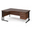 Maestro 25 left hand ergonomic corner desk with 2 drawer pedestal Desking Dams Walnut Black 1800mm x 1200mm