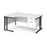 Maestro 25 left hand ergonomic corner desk with 2 drawer pedestal Desking Dams White Black 1600mm x 1200mm