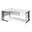 Maestro 25 left hand ergonomic corner desk with 2 drawer pedestal Desking Dams White Black 1800mm x 1200mm