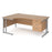 Maestro 25 left hand ergonomic corner desk with 3 drawer pedestal Desking Dams Beech Silver 1800mm x 1200mm