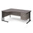 Maestro 25 left hand ergonomic corner desk with 3 drawer pedestal Desking Dams Grey Oak Black 1800mm x 1200mm