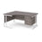 Maestro 25 left hand ergonomic corner desk with 3 drawer pedestal Desking Dams Grey Oak White 1600mm x 1200mm