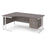 Maestro 25 left hand ergonomic corner desk with 3 drawer pedestal Desking Dams Grey Oak White 1800mm x 1200mm