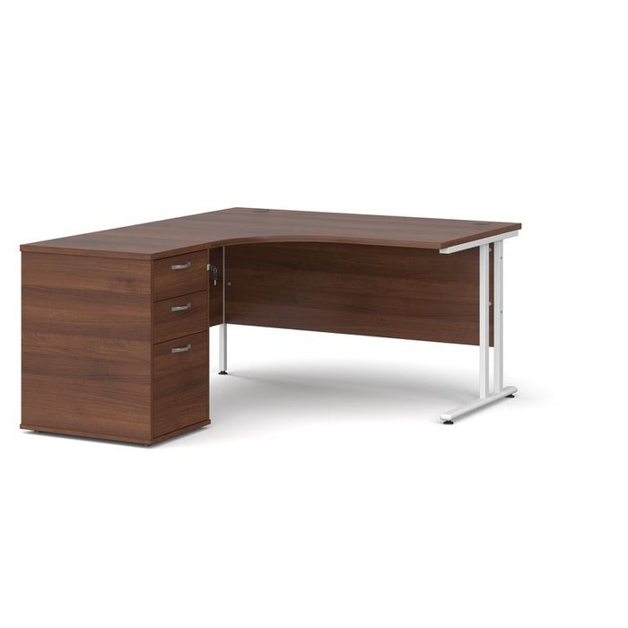 Maestro 25 left hand ergonomic corner office desk with pedestal 1400mm x 1600mm Desking Dams 