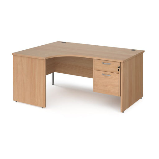 Maestro 25 Panel Leg left hand ergonomic corner desk with 2 drawer pedestal Desking Dams Beech 1600mm x 1200mm 