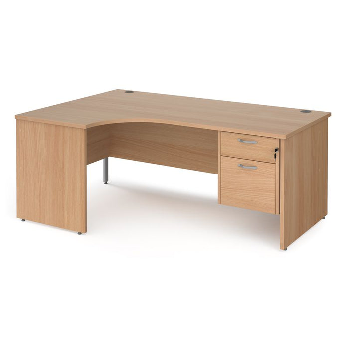 Maestro 25 Panel Leg left hand ergonomic corner desk with 2 drawer pedestal Desking Dams Beech 1800mm x 1200mm 