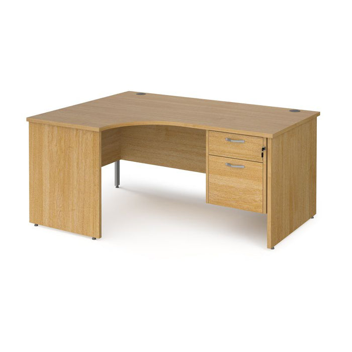 Maestro 25 Panel Leg left hand ergonomic corner desk with 2 drawer pedestal Desking Dams Oak 1600mm x 1200mm 