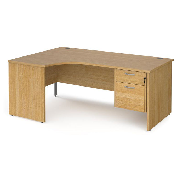 Maestro 25 Panel Leg left hand ergonomic corner desk with 2 drawer pedestal Desking Dams Oak 1800mm x 1200mm 