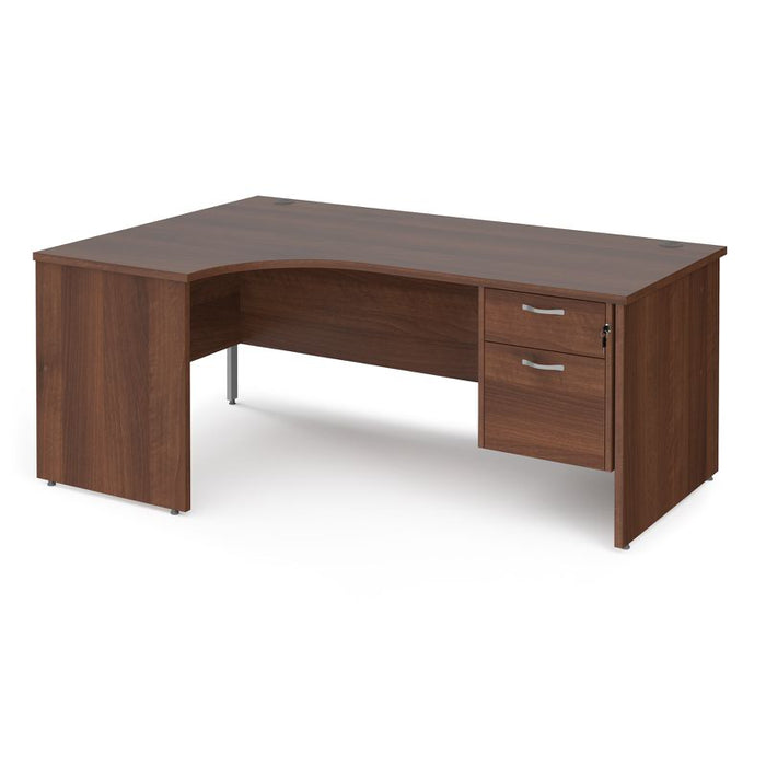Maestro 25 Panel Leg left hand ergonomic corner desk with 2 drawer pedestal Desking Dams Walnut 1800mm x 1200mm 