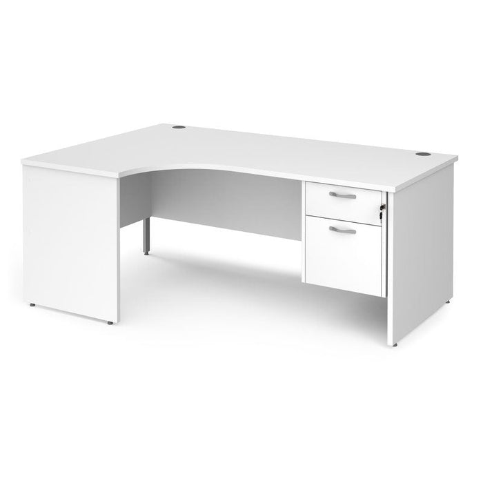 Maestro 25 Panel Leg left hand ergonomic corner desk with 2 drawer pedestal Desking Dams White 1800mm x 1200mm 