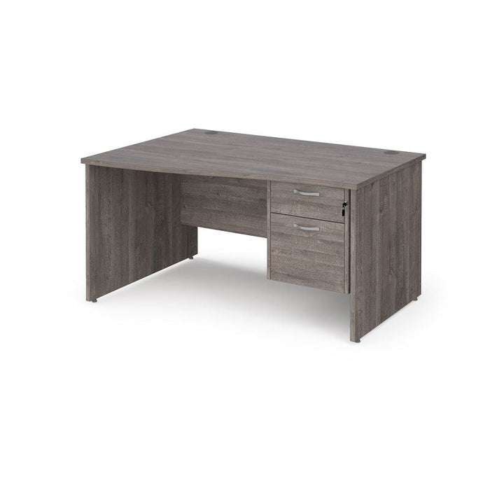 Maestro 25 Panel Leg left hand wave desk with 2 drawer pedestal Desking Dams Grey Oak 1400mm x 800-990mm 