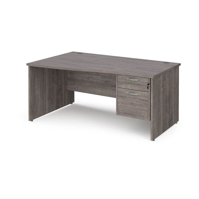 Maestro 25 Panel Leg left hand wave desk with 2 drawer pedestal Desking Dams Grey Oak 1600mm x 800-990mm 