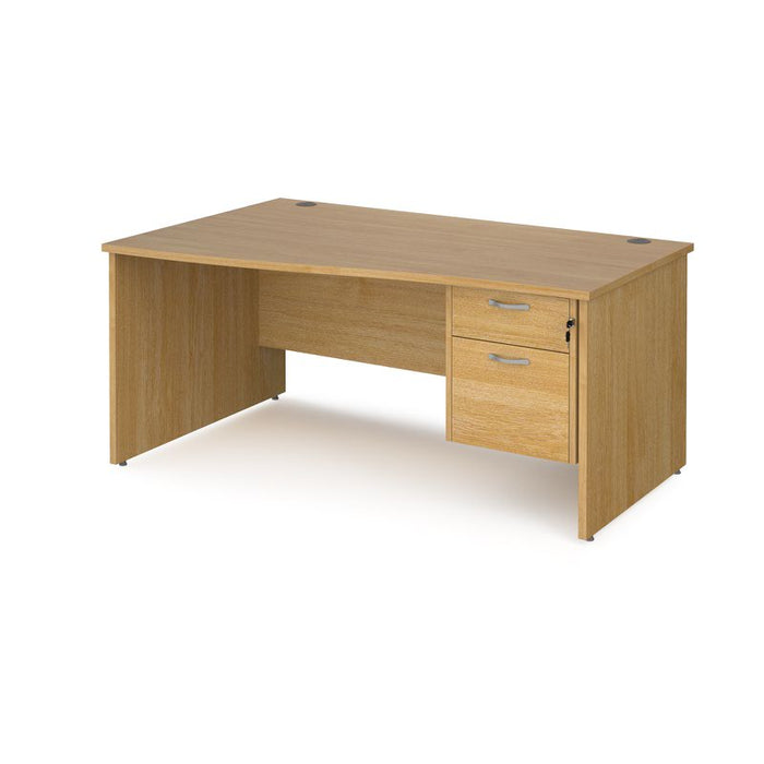 Maestro 25 Panel Leg left hand wave desk with 2 drawer pedestal Desking Dams Oak 1600mm x 800-990mm 