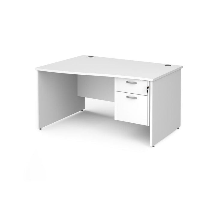 Maestro 25 Panel Leg left hand wave desk with 2 drawer pedestal Desking Dams White 1400mm x 800-990mm 