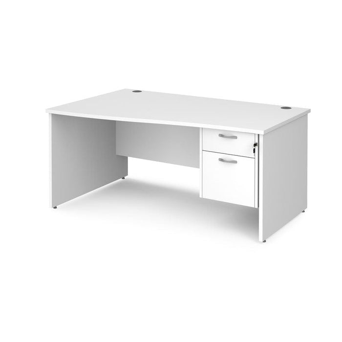 Maestro 25 Panel Leg left hand wave desk with 2 drawer pedestal Desking Dams White 1600mm x 800-990mm 