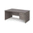 Maestro 25 Panel Leg left hand wave desk with 3 drawer pedestal Desking Dams Grey Oak 1600mm x 800-990mm 