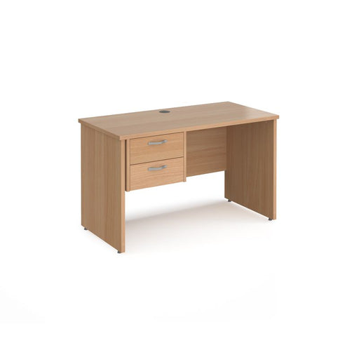 Maestro 25 Panel Leg narrow straight desk with 2 drawer pedestal Desking Dams Beech 1200mm x 600mm 