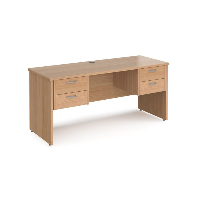 Maestro 25 Panel Leg Narrow straight desk with two x 2 drawer pedestals Desking Dams Beech 1600mm x 600mm 