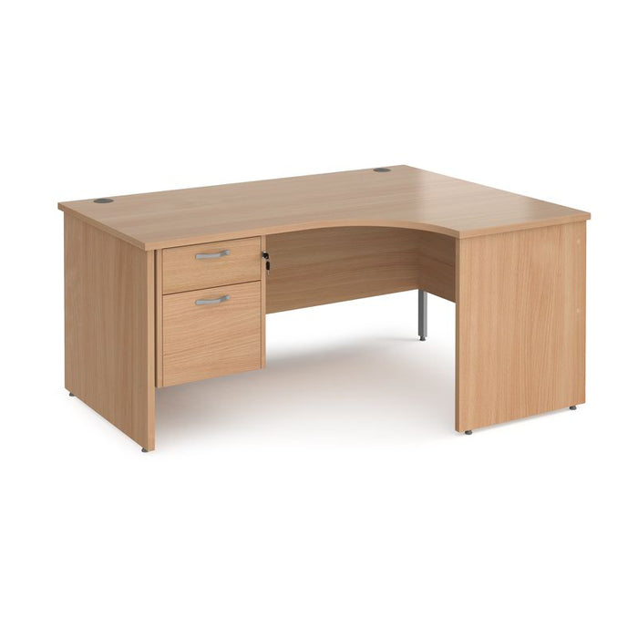 Maestro 25 Panel Leg right hand ergonomic corner desk with 2 drawer pedestal Desking Dams Beech 1600mm x 1200mm 