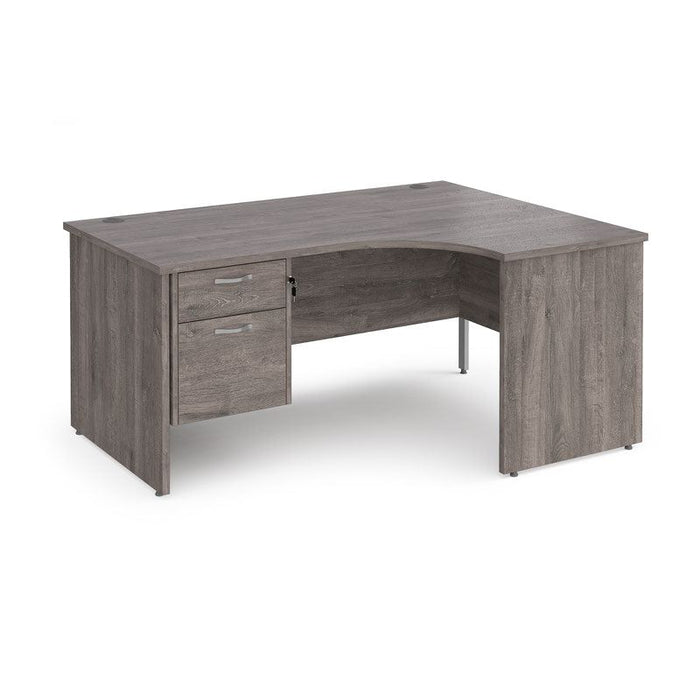 Maestro 25 Panel Leg right hand ergonomic corner desk with 2 drawer pedestal Desking Dams Grey Oak 1600mm x 1200mm 
