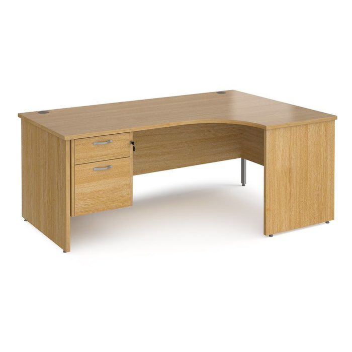 Maestro 25 Panel Leg right hand ergonomic corner desk with 2 drawer pedestal Desking Dams Oak 1800mm x 1200mm 