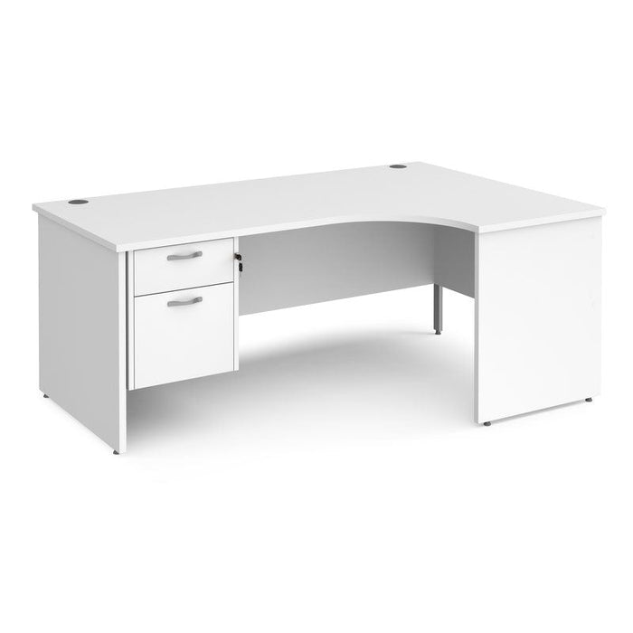 Maestro 25 Panel Leg right hand ergonomic corner desk with 2 drawer pedestal Desking Dams White 1800mm x 1200mm 