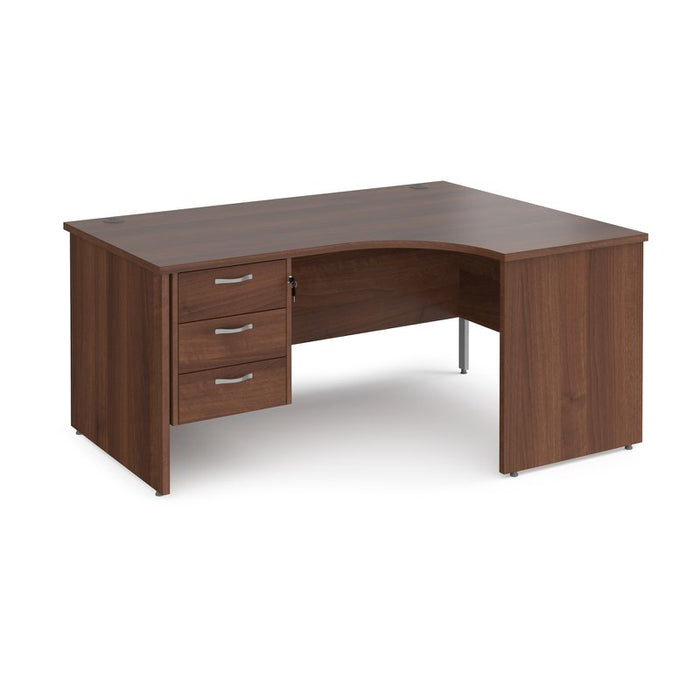 Maestro 25 Panel Leg right hand ergonomic corner desk with 3 drawer pedestal Desking Dams Walnut 1600mm x 1200mm 