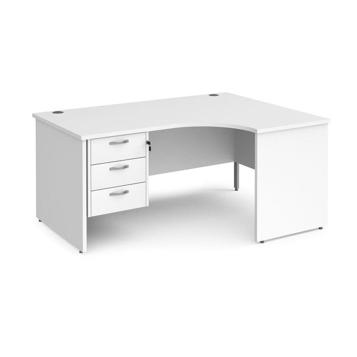 Maestro 25 Panel Leg right hand ergonomic corner desk with 3 drawer pedestal Desking Dams White 1600mm x 1200mm 