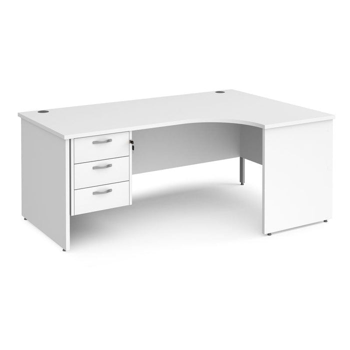 Maestro 25 Panel Leg right hand ergonomic corner desk with 3 drawer pedestal Desking Dams White 1800mm x 1200mm 