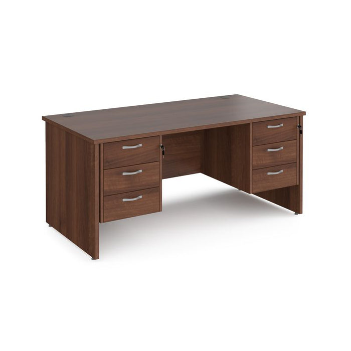 Maestro 25 Panel Leg straight desk with two x 3 drawer pedestals Desking Dams Walnut 1600mm x 800mm 