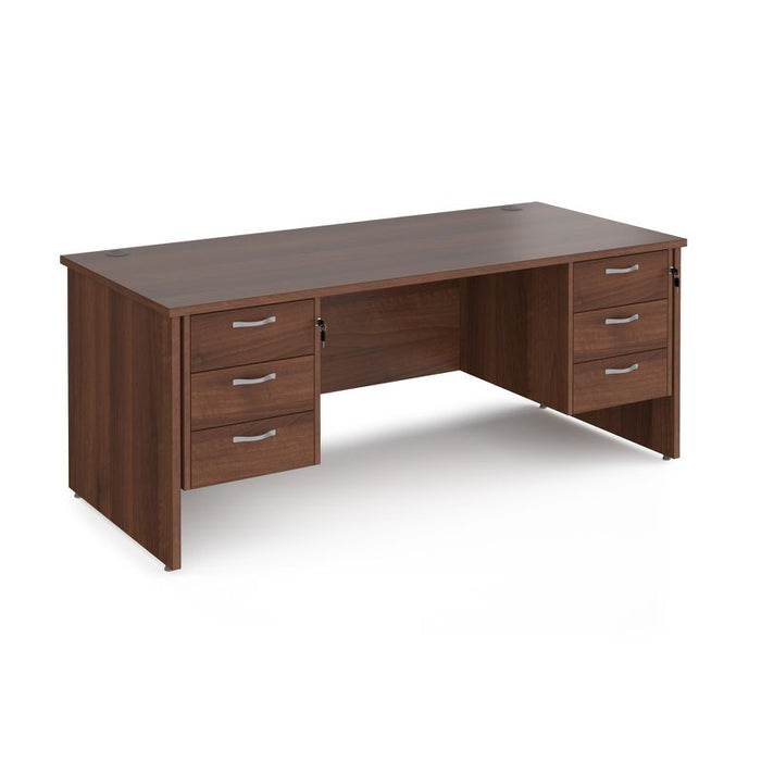Maestro 25 Panel Leg straight desk with two x 3 drawer pedestals Desking Dams Walnut 1800mm x 800mm 