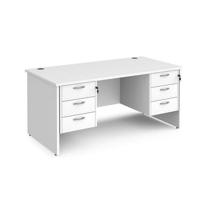 Maestro 25 Panel Leg straight desk with two x 3 drawer pedestals Desking Dams White 1600mm x 800mm 