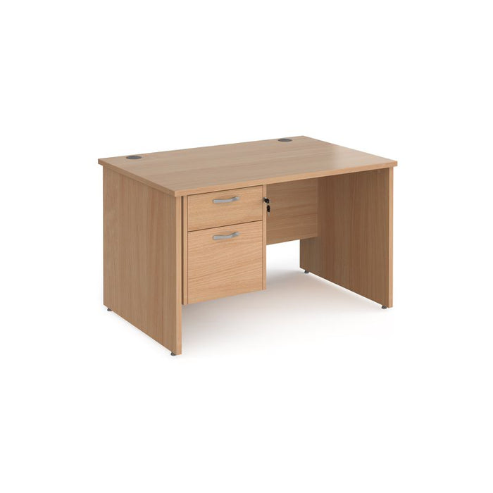 Maestro 25 Panel Leg straight office desk with 2 drawer pedestal Desking Dams Beech 1200mm x 800mm 