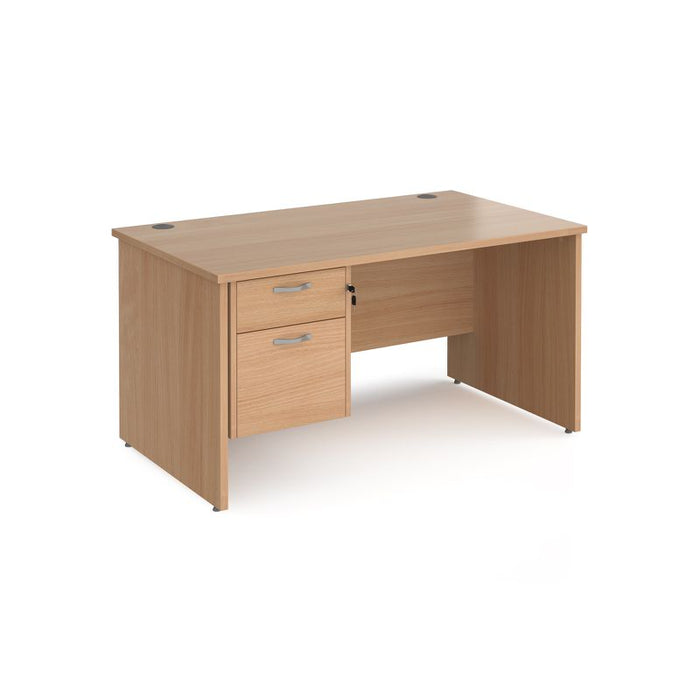Maestro 25 Panel Leg straight office desk with 2 drawer pedestal Desking Dams Beech 1400mm x 800mm 