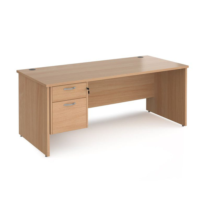 Maestro 25 Panel Leg straight office desk with 2 drawer pedestal Desking Dams Beech 1800mm x 800mm 