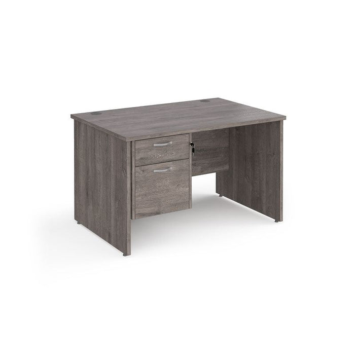 Maestro 25 Panel Leg straight office desk with 2 drawer pedestal Desking Dams Grey Oak 1200mm x 800mm 