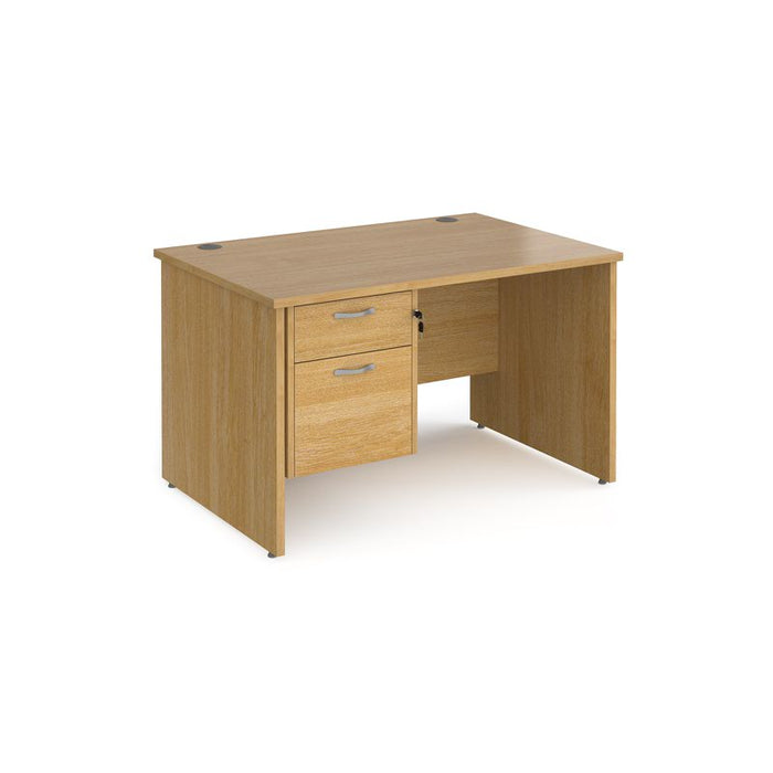 Maestro 25 Panel Leg straight office desk with 2 drawer pedestal Desking Dams Oak 1200mm x 800mm 