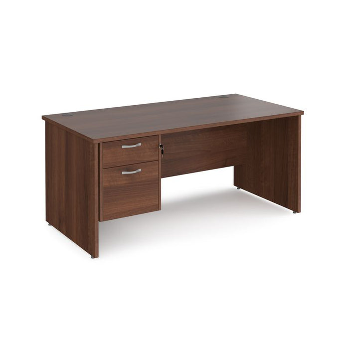 Maestro 25 Panel Leg straight office desk with 2 drawer pedestal Desking Dams Walnut 1600mm x 800mm 