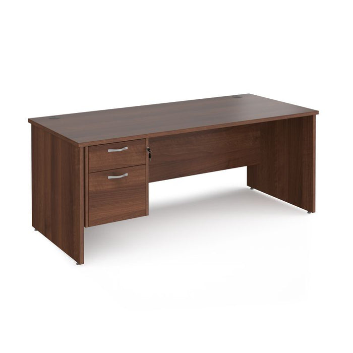 Maestro 25 Panel Leg straight office desk with 2 drawer pedestal Desking Dams Walnut 1800mm x 800mm 