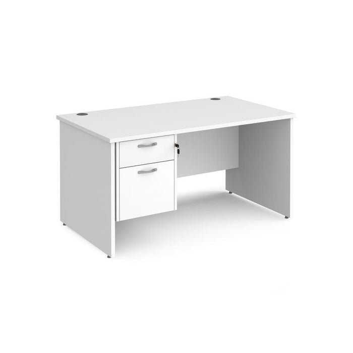 Maestro 25 Panel Leg straight office desk with 2 drawer pedestal Desking Dams White 1400mm x 800mm 