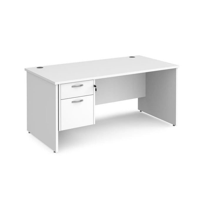 Maestro 25 Panel Leg straight office desk with 2 drawer pedestal Desking Dams White 1600mm x 800mm 