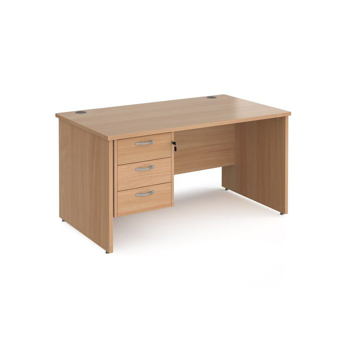 Maestro 25 Panel Leg straight office desk with 3 drawer pedestal Desking Dams Beech 1400mm x 800mm 