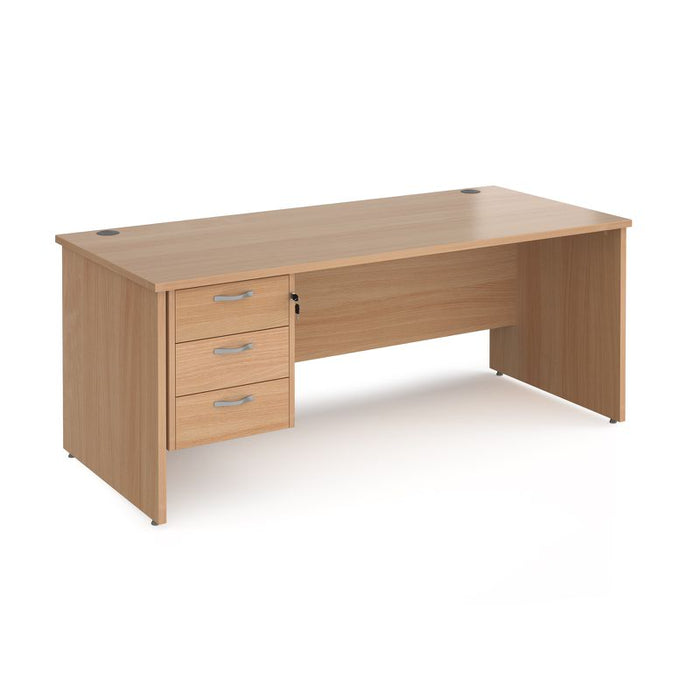 Maestro 25 Panel Leg straight office desk with 3 drawer pedestal Desking Dams Beech 1800mm x 800mm 