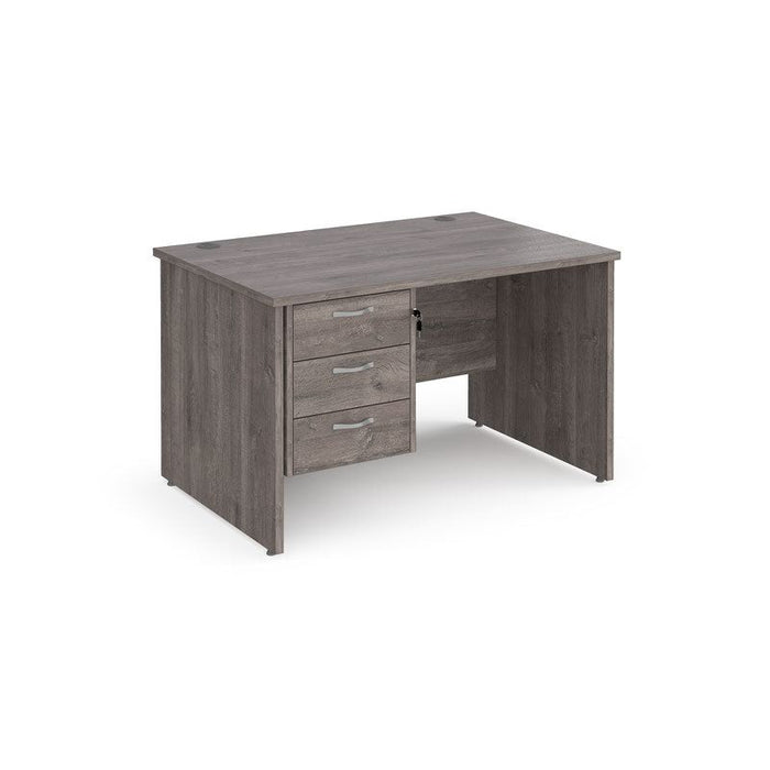 Maestro 25 Panel Leg straight office desk with 3 drawer pedestal Desking Dams Grey Oak 1200mm x 800mm 