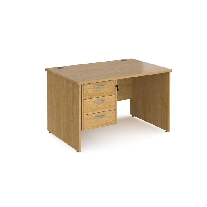 Maestro 25 Panel Leg straight office desk with 3 drawer pedestal Desking Dams Oak 1200mm x 800mm 