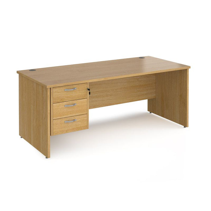 Maestro 25 Panel Leg straight office desk with 3 drawer pedestal Desking Dams Oak 1800mm x 800mm 