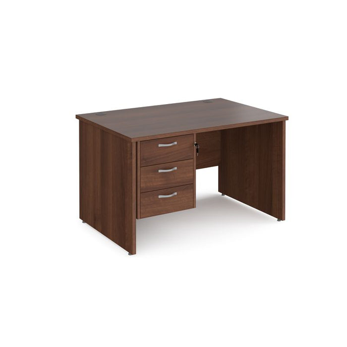 Maestro 25 Panel Leg straight office desk with 3 drawer pedestal Desking Dams Walnut 1200mm x 800mm 