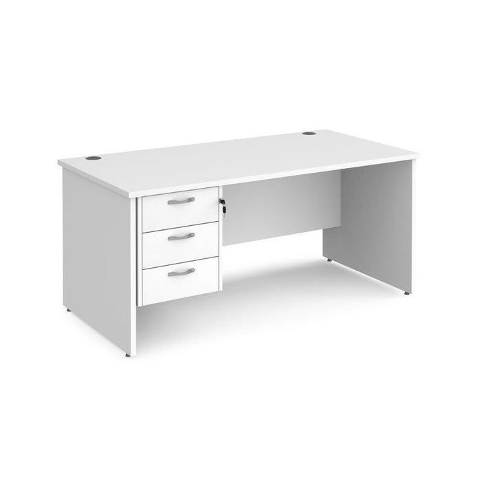 Maestro 25 Panel Leg straight office desk with 3 drawer pedestal Desking Dams White 1600mm x 800mm 