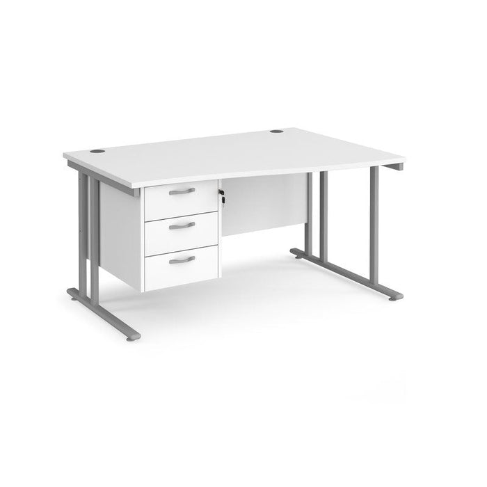 Maestro 25 right hand cantilever leg wave desk with 3 drawer pedestal Desking Dams 